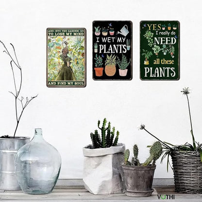 Funny Garden Metal Signs,I Wet My Plants 12x8 Inch | Aluminum,Farmhouse Home Kitchen Gardening Wall Deco