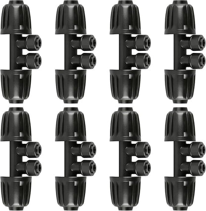 8 PCS 1/2" to 1/4" Drip Irrigation Tee Fittings,4 Way Barbed Tee 1/2 Inch to 1/4 Inch Quick Connect Irrigation Tubing Fittings,Anti-Leak Reducing Splitter Tee Connectors for Garden Irrigation System