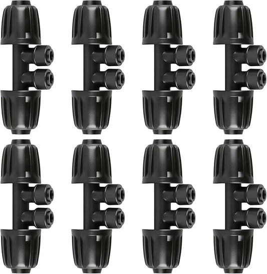 8 PCS 1/2" to 1/4" Drip Irrigation Tee Fittings,4 Way Barbed Tee 1/2 Inch to 1/4 Inch Quick Connect Irrigation Tubing Fittings,Anti-Leak Reducing Splitter Tee Connectors for Garden Irrigation System