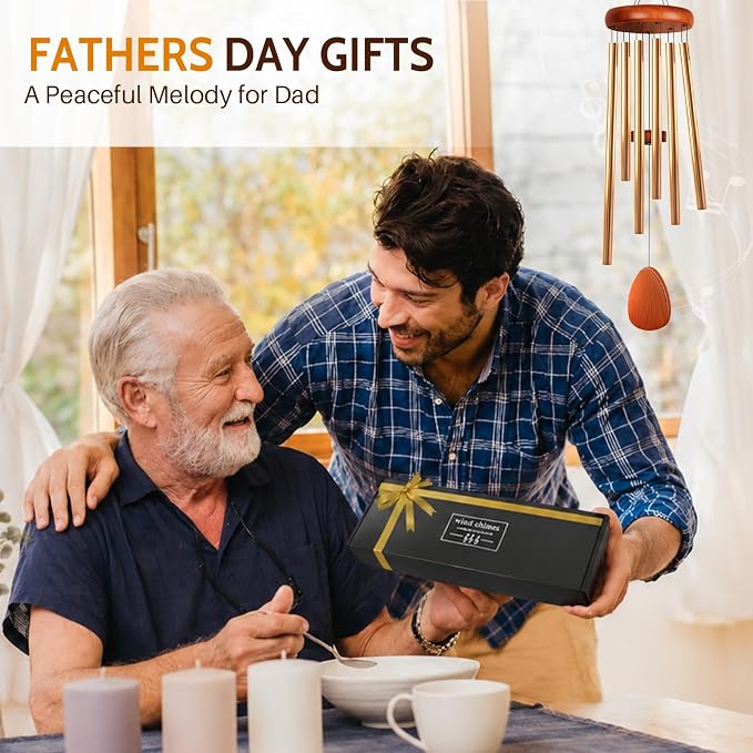 Wind Chimes for Outside, Fathers Day Dad Gifts for Men & Gifts for Women, Mom, Grandma, Deep Tone Soothing Melodic Chimes, Memorial & Sympathy Wind Chimes, Suitable for Garden, Porch & Patio Decor