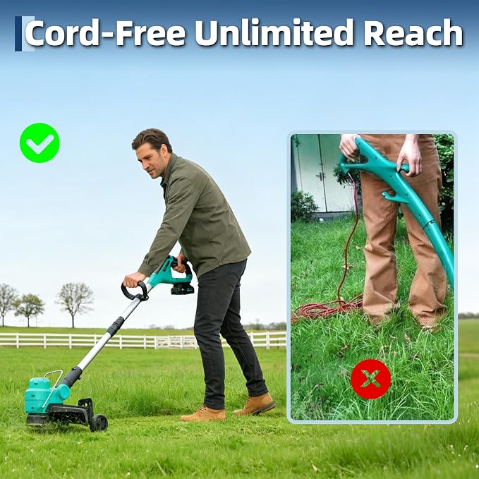 Garvee String Trimmer Cordless - Weed Wacker Battery Powered Electric Weed Trimmer with 2x2.0Ah Batteries, 12" Grass Cutter Auto Line Feed, Lawn Trimmer with 8 Pcs Spools, Lightweight Edger Lawn Tool