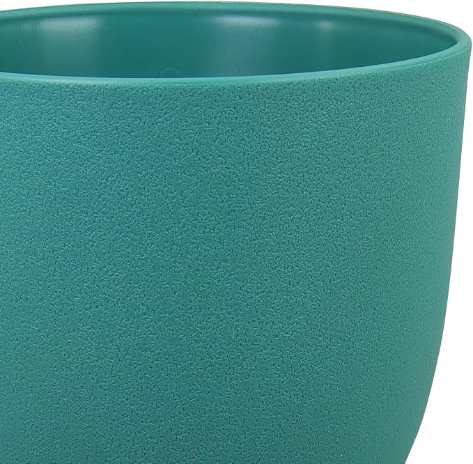 WSMKSZ Large Flower Pots 12/10/9 inch, Set of 3 Modern Decorative Plastic Planters with Drainage Holes and Saucers for House Plants, Plant Pots for Indoor Outdoor Plants, Blue Green