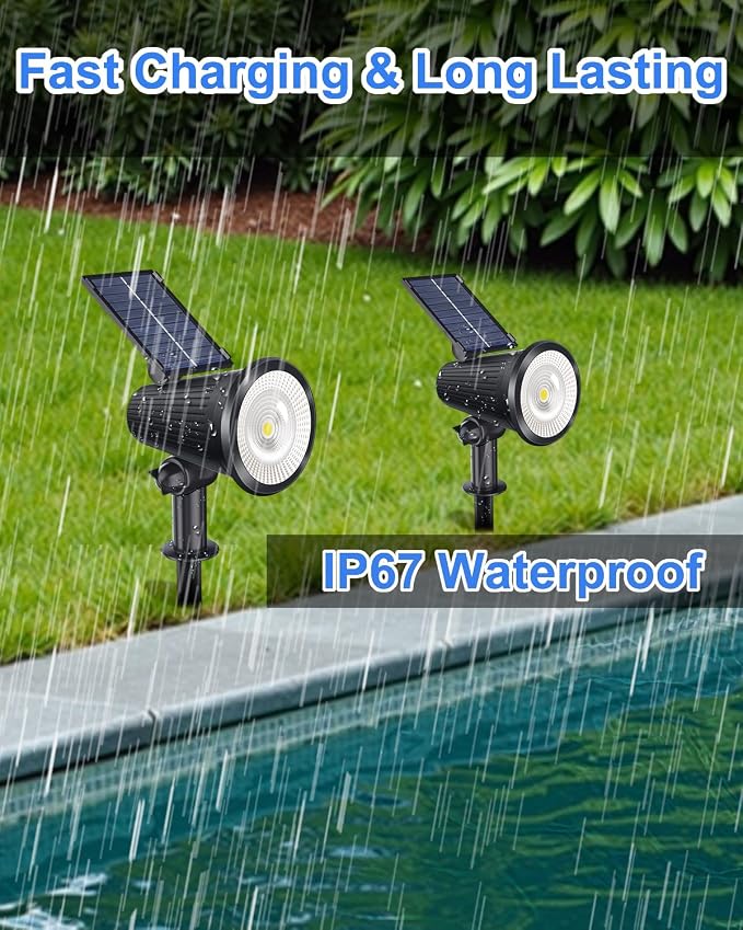 Solar Powered Spotlights Outdoor Waterproof Sunset Spot LED Lights Ultra Bright for Tree, Flag, Lawn, Statue, Pool, Garden, House, Wall, Yard, Path Outdoor Landscape Uplighting 4 Pack Warm White