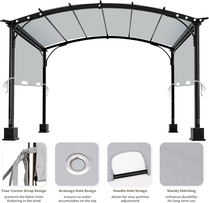 85"x 208" Universal Pergola Shade Cover, Garden Shade Replacement for 17x7.4 Ft Outdoor Pergola Structure, Patio Gazebo Canopy, Porch, Balcony Waterproof Top (Cover Only, Light Gray)