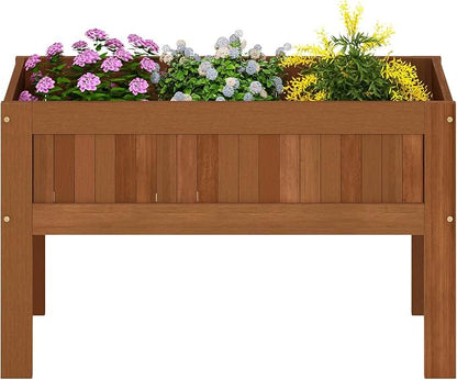Furinno TIOMAN Planter Box, Outdoor Elevated Standing Planter Box, Raised Garden Bed with Legs, Outdoor, Indoor, Garden, Patio, Balcony, Natural