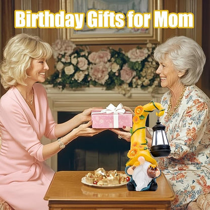 twinbling Birthday Gifts for Women Mom - Garden Gnome Statue with Solar Lights Large Garden Sculptures Funny Bee Gnome Outdoor Patio Lawn Yard Garden Decor 12 in Summer Gnomes Outdoor