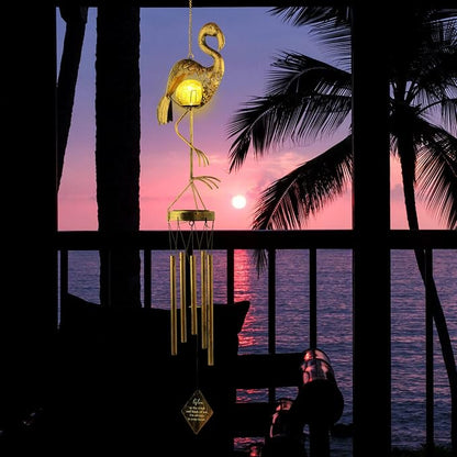 Flamingo Solar Wind Chimes for Outside Gifts for Women Mom Grandma Sister Crackle Glass Ball Flamingo Wind Chimes Solar Lights Outdoor Decor for Garden Backyard Patio Yard Porch, Birthday Gifts