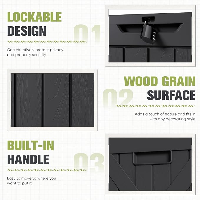 Greesum 40 Gallon Outdoor Package Delivery Box with Lock, Waterproof Secure Parcel Drop Box for Porch, Double-Wall Resin Storage, Black