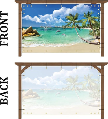 Shade&Beyond Custom Design Patio & Gazebo Backdrop Screen, Full-Color Printed PVC Shade Cloth with UV Resistant, Sun Shade Cover for Outdoor, Garden, Backyard, Balcony, GN01