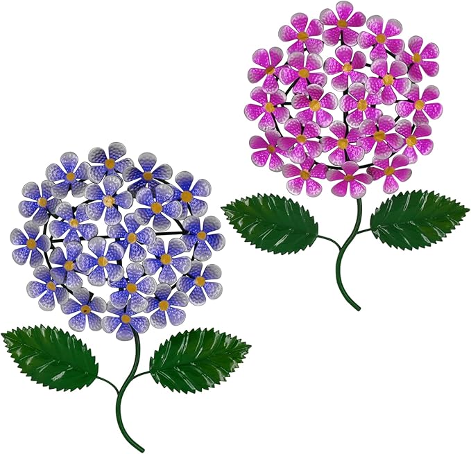 wotieuns Metal Flowers Wall Decor Outdoor Decor Metal Art Wall Flowers Wall Decor Suitable Hanging for Patio Fence Garden Yard Indoor and Outdoor Set of 2