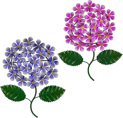 wotieuns Metal Flowers Wall Decor Outdoor Decor Metal Art Wall Flowers Wall Decor Suitable Hanging for Patio Fence Garden Yard Indoor and Outdoor Set of 2