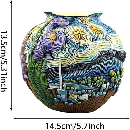 TOZLU Picasso Brutalist Beauty Face Flower Pot Ornaments Flower Pots Head Planter Pots Container Colorful Face Art Resin Flower Pot (Starry Night Flower Pot)