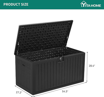 YITAHOME 180 Gallon Large Deck Box with Side Handles | Double-Wall, Black