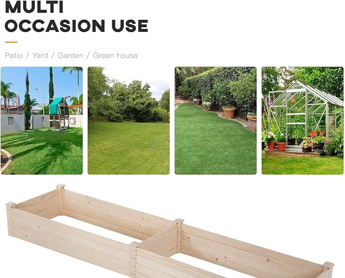 Raised Garden Bed Elevated Wood Planter Box Outdoor and Indoor Planter Box 96Lx24.5Wx10.5H Patio Garden Grow Bed for Vegetable Flower