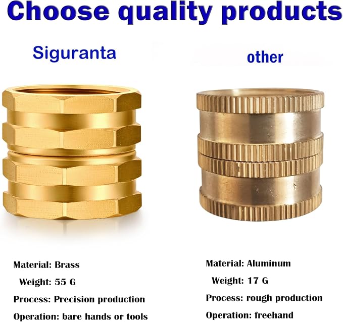 SIGURANTA Garden Hose Connector Adapter,3/4" GHT Double female Connectors, Brass Repair Fittings with Dual Swivel for female to female Adapter (10 Pack)
