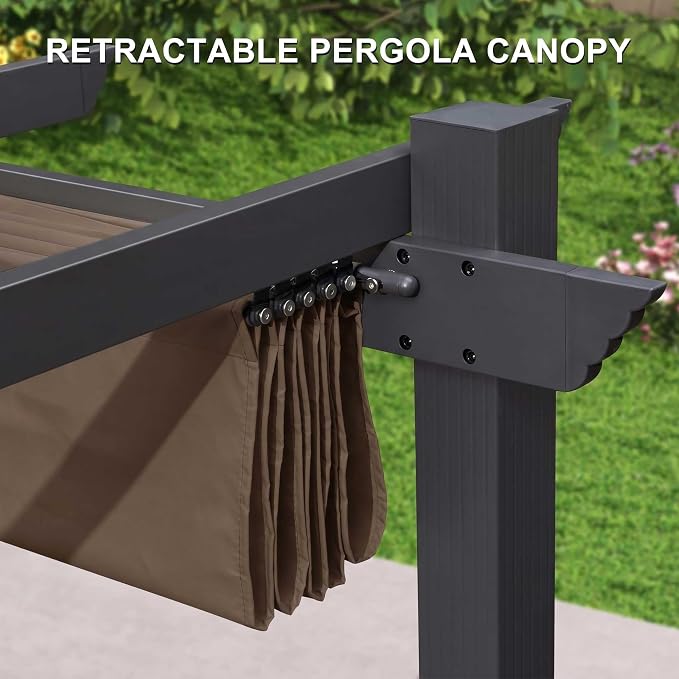 Pergola Shade Cover Replacement Canopy Top Compatible with 10 X 10 ft 6-Bar Pergola Frames - Brown (Canopy Size 116" W x 95" L, Canopy Top Only)