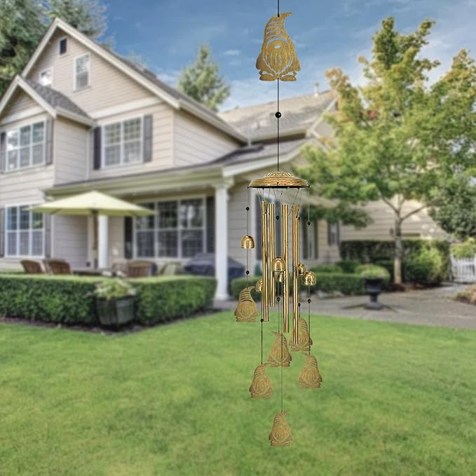 Wind Chimes for Outside, Gnome Metal Tube Chime with S Hook Garden Decor | Birthday Gifts for Women, Outdoor Wind Chimes Windchimes Outdoors, Waterproof Decor for Porch Lawn Garden