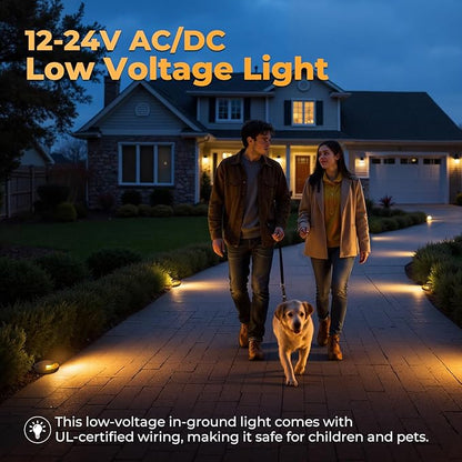 Gardencoin Brass Well Lights Outdoor 12V LED Low Voltage Landscape In Ground Light Waterproof Up Lighting Fixture, Bronze Accent Lighting Fixture Without MR16 Bulb, 12 Pack