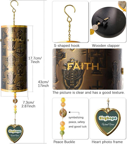 Wind Chimes for Outside Deep Tone - Faith-Inspired Windbell Resonance Serenity Bell, 17" Outdoor Windchimes for Home Garden Church Decor, Christian Easter Baptism Memorial Gift
