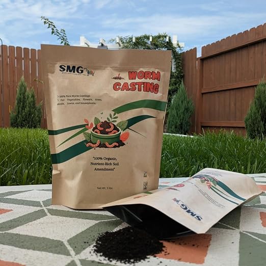 SMG Organic Worm Castings 3 lbs – 100% Pure Earthworm Compost, Nutrient-Rich Organic Soil Amendment for Indoor Plants, Vegetables, Flowers & Garden Use