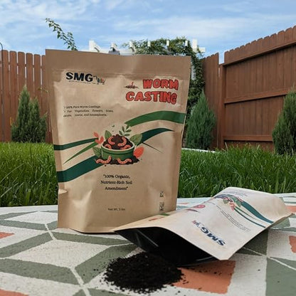 SMG Organic Worm Castings 3 lbs – 100% Pure Earthworm Compost, Nutrient-Rich Organic Soil Amendment for Indoor Plants, Vegetables, Flowers & Garden Use
