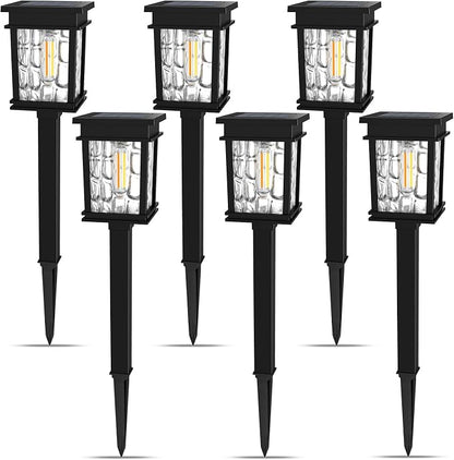 XMCOSY+ Solar Pathway Lights Outdoor, Adjustable Warm & Cool White, 50 Lumens Bright Garden Lights, 6 Pack IP65 Waterproof Landscape Lighting, Outside Lights for Front Yard Lawn Walkway Driveway Patio
