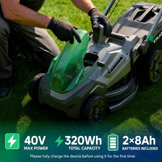 21" Cordless Lawn Mower, 40V Electric Mower with 2×8.0Ah Batteries & Charger, 8-Position Height Adjustment, 60L Grass Bag, 3-in-1 Mulching, Bagging & Rear Discharge for Medium, Large Yards