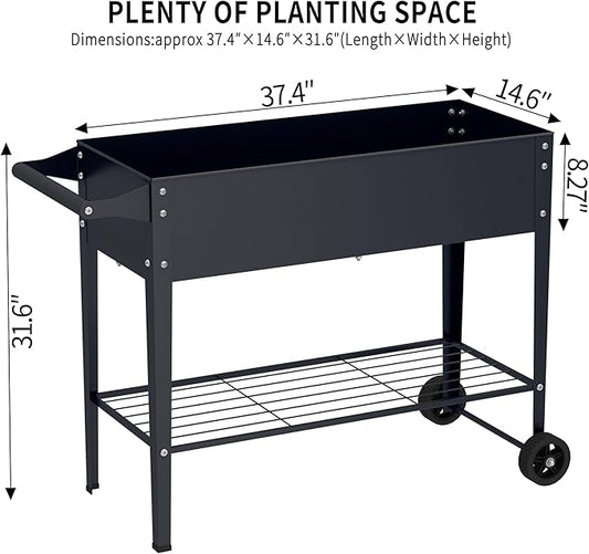 Elevate 32" Tall Raised Garden Bed with Wheel,Planter Box for Backyard,Outdoor Garden, Patio, Balcony, 400lb Capacity,Grey