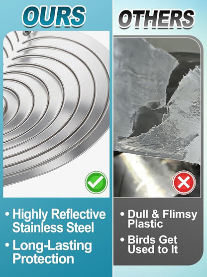 3pcs Reflective Wind Spinners Outdoor for Bird Scare - Stainless Steel Bird Reflectors to Keep Birds Away, Pinwheels for Yard and Garden Decor, Heart-Shaped