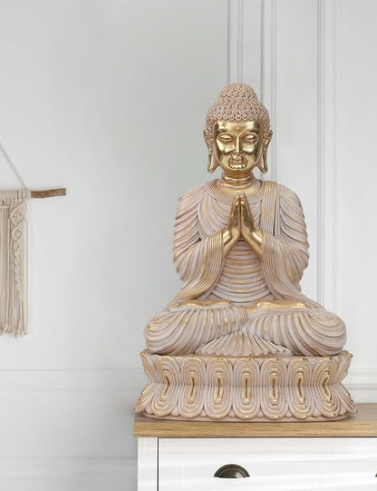 Suoedd Buddha Statue for Home Decor Gold for Spiritual 17.7"-Buddha Decor for Living Room-Gig Buddha Statues for Zen Decor–Indoor Buddha Gift for Shrine,Meditation or Relaxation