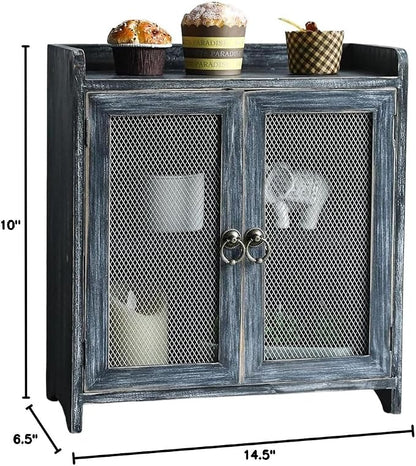 COLLECTIVE HOME - Storage Cabinet, Mini Countertop Cabinet, Wood Organizer for Bedroom Kitchen with Magnetic Door, Storage for Spice Jars, 14.5 x 6.5 x 10 (Grey) (15.75")