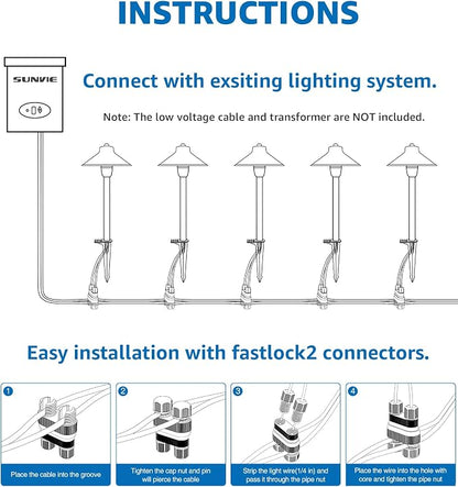 SUNVIE Low Voltage Pathway Lights 12V LED Landscape Path Lights 3000K Outdoor Waterproof Landscape Lighting 3W Aluminum Low Voltage Landscape Lights for Walkway Yard Garden ETL Listed Cord, 4 Pack