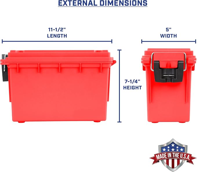 Sheffield Ammo Box Made in USA, Stackable Lockable Ammo Storage Box, Red | Lockable Storage Box, Water and Dust Resistant Dry Box, Secures Hunting Gear, Gun Accessories, Supplies, and Bullets