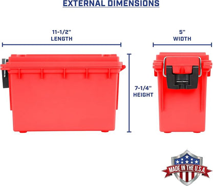 Sheffield Ammo Box Made in USA, Stackable Lockable Ammo Storage Box, Red | Lockable Storage Box, Water and Dust Resistant Dry Box, Secures Hunting Gear, Gun Accessories, Supplies, and Bullets