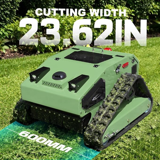 Infront Remote Control Lawn Mower with Enclosed Cabin, 55° Slope Climbing | 55° slope climbing capability,Brushless motor,Downward heat dissipation,Enclosed design,Industrial‑grade remote control