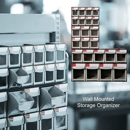 SHUTER Plastic Small Parts Organizer, Dental Tilt out Storage Container System, Tip Out bin for screws, nuts, small tools, Kits Included, Stackable Storage Bins with 5 Drawers, Black, FO-605-BK