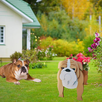 English Bull Dog Planter Plant Pots, 9.45 x 7.48 x 10.36 Inches | Cute Animal Shaped Plant Pot, Gifts for Women & Pet Lovers, Indoor Outdoor Garden Home Office Decor