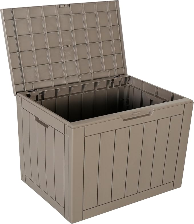 BTEXPERT Set of 2, Indoor Outdoor Storage Box, 30 Gallon Resin Deck Container for Package Delivery Patio Furniture Cushions Garden Tools Pool Sports Equipment UV Resistant Waterproof Lockable