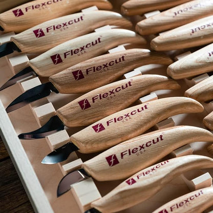 Flexcut Wood Carving Knives | Deluxe 18-Piece Knife Wood Carving Set | Razor-Sharp 1095 High Carbon Steel Blades | KN250 | Made in the U.S.A.