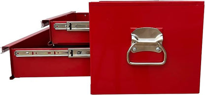 Workington Industrial 2 Drawers Portable Metal Intermediate Box, 26" Middle Tool Chest Cabinet with Ball Bearing Drawer Slides, Steel Tool Storage Box Organizer 4008 Red