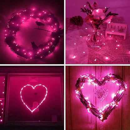 4 Pack 60 LED Pink Fairy Lights Battery Operated with Timer, 20FT Waterproof Twinkle Light Indoor Outdoor, Valentiens Lights for Valentine's Day Bedroom Wedding Birthday Christmas Decorations(Pink)