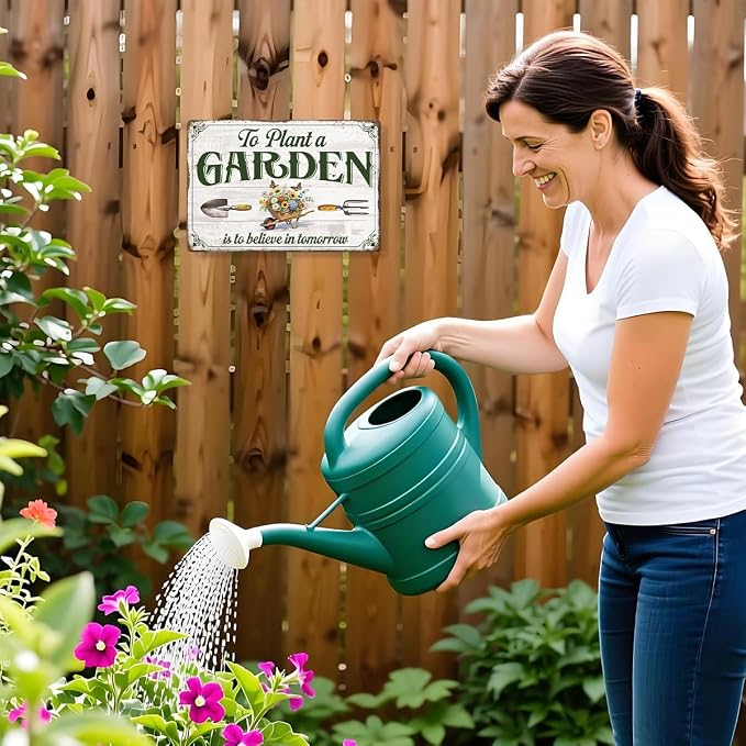 Garden Metal Tin,To Plant A Garden Is To Believe In Tomorrow Sign | Vintage Wall Art for Outdoor Garden Porch Patio Yard Wall Decor