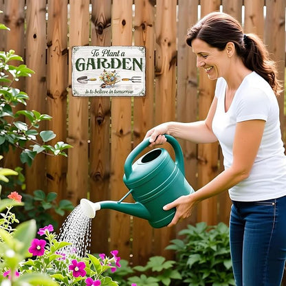 Garden Metal Tin,To Plant A Garden Is To Believe In Tomorrow Sign | Vintage Wall Art for Outdoor Garden Porch Patio Yard Wall Decor