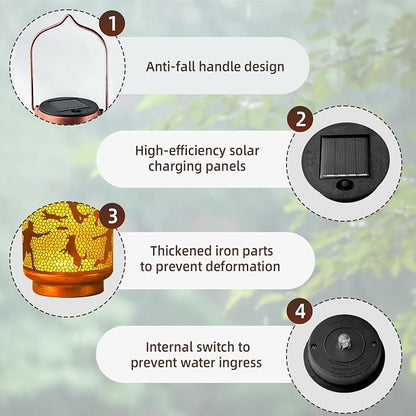 Solar Lanterns Outdoor Waterproof Gifts for Women Grandma Gifts for Mom Human Dog Projection Garden Decor Solar Hanging Lantern Metal for Patio Yard Festival Pathway Landscape