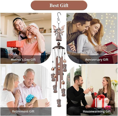 35" Angel Wind Chimes Outdoor Angel Gifts for Women/Men/Mom/Grandma Birthday Gifts Memorial Gift Metal WindChimes for Outside/Indoors, Home, Lawn, Porch, Patio, Garden Decor, Yard Decorations