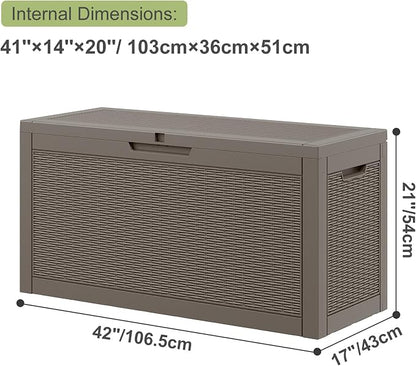 Outdoor Storage Box, Resin Deck Boxes Indoor and outdoor, Waterproof Storage Box Lockable Lid (Grey,60 Gallon)