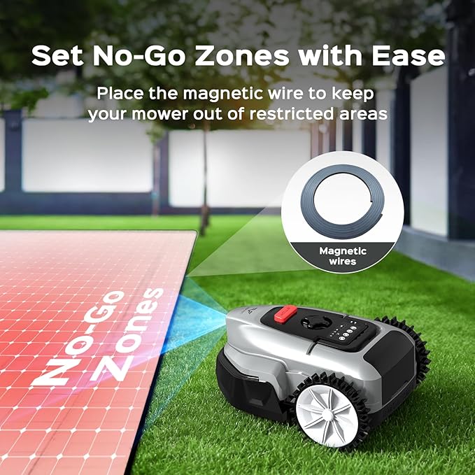 V3 Robot Lawn Mower with Visual Navigation, Smart APP Control, Quiet Operation, Adjustable Mowing Height, Boundary Strip No-Go Zones, Reliable Robotic Lawn Mower for 1600 Sq.Ft Yards