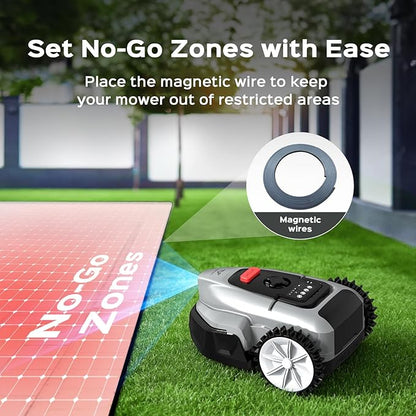 V3 Robot Lawn Mower with Visual Navigation, Smart APP Control, Quiet Operation, Adjustable Mowing Height, Boundary Strip No-Go Zones, Reliable Robotic Lawn Mower for 1600 Sq.Ft Yards