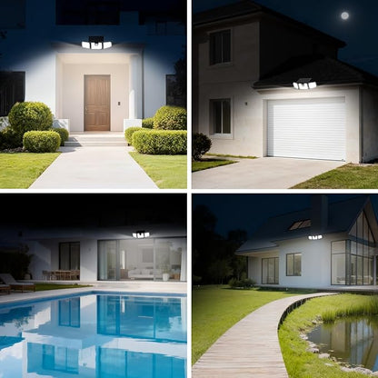 INCX Solar Lights Outdoor Waterproof, 3000 LM 156 LED Motion Sensor Outdoor Lights, 3 Heads Solar Powered Security Flood Light Motion Detected Spotlight for Patio Garage Yard Entryways, 2 Pack Black