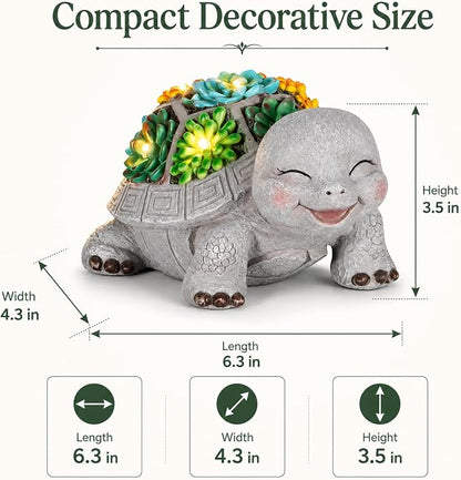 mocosa Solar Garden Statues Turtle and LED Lights Birthday Gifts for Women Mom Grandma Solar Outdoor Cat Decor for Outside,Outdoor Solar Lights for Yard, Garden and Patio, Unique Gift for Women